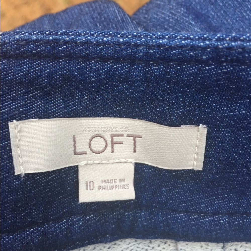 Loft classic front pleat navy  blue  denim  mini navy skirt - Picture 3 of 12